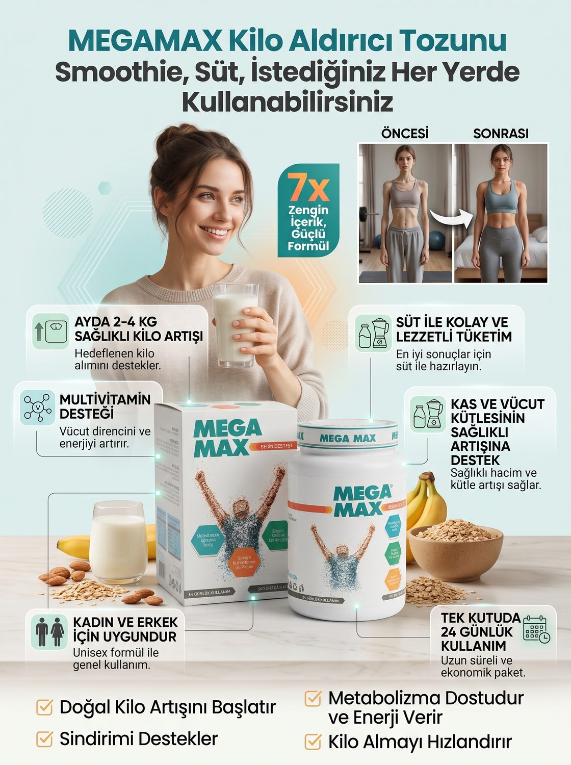 Megamax Kilo Aldırıcı Formül — kadın kullanıcı bilgi görseli